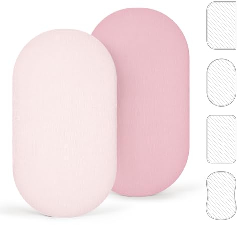 lulumoon Juego de 2 sábanas bajeras ajustables de algodón de muselina: cochecito de bebé, sábana bajera, funda de colchón para cuna y cuna auxiliar, 90 x 40 cm (clavel rosa)