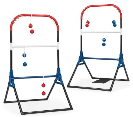 Wild Sports Klappbares Ladderball-Set, leichtes und tragbares Outdoor-Spiel, inklusive 6 Bolos