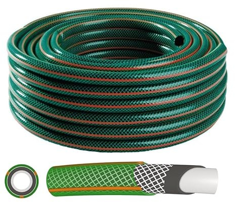 Gartenschlauch 4 lagig flexibler Wasserschlauch Schlauch Bewässerungsschlauch, UV-beständig, Temperaturbereich: -25°C bis +60°C, 1/2 3/4 1 15m 20m 25m 30m 50m (Green 3/4 20m)