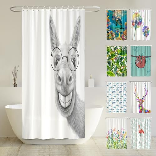 arteneur® Duschdraperi, mögelbeständigt, 120 x 180 cm, återvunnet, Oeko-Tex-standard 100, viktad fåll, ogenomskinligt, vattentätt, tvättbart, m. 8 ringar och e-bok (svenskt språk ej garanterat), åsna