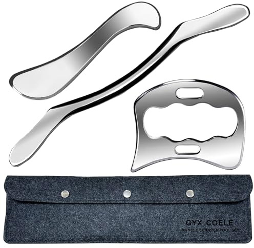 GYX COELE 3 in 1 Stainless Steel Gua Sha Muscle Scraper Tool,IASTMTool,Physical Therapy Tools,Muscle Scraping Tool,Fascia Scraper, Scraping Tool,Soft Tissue Massage Tool (3PCS Set)