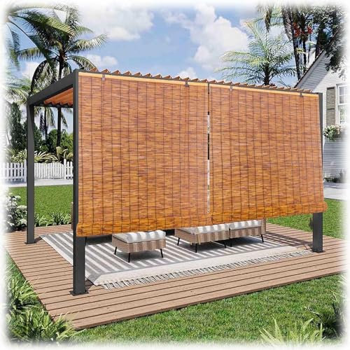 Balkon Bambusrollo Fenster Vorhang Terrasse Jalousien Lichtfilterung & Wetterfest Outdoor Raffrollo 40x80cm 60x100cm 80x160cm Garten Bambus-Rollo