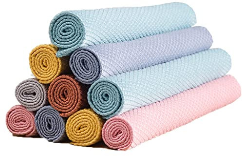 Microfiber Cleaning Cloth 40x50cm for Wiping Dishes/Glasses/Cars - Large Fish Scale Cleaning Cloth for Kitchen - Reusable and Absorbent