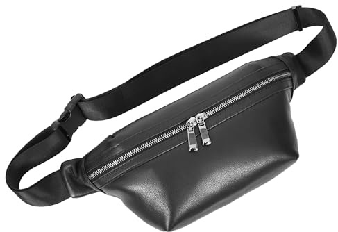 Trendige Gürteltasche aus echtem Leder, Bauchtasche für Geld, Handy, Frontpack AY27, Schwarz , Einheitsgröße, Gürteltasche