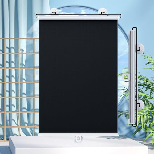 Saugnapfes Rollo Fenster Rollo,Sonnenschutz Verdunkelungsrollo mit Saugnäpfen,Einziehbarer Balkon Rollläden,Tragbare Temporäre Jalousien Ohne Bohren für Büro,Auto,Ohne Bohren