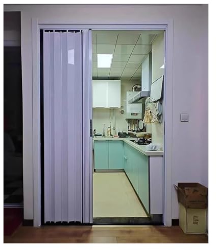 Grey White Accordion Concertina Sliding Door Aluminium, Interior Privacy Doors Screen, Home Commercial Room Divider Concertina Doors(White,WxH 27x80in/68.5x203cm)