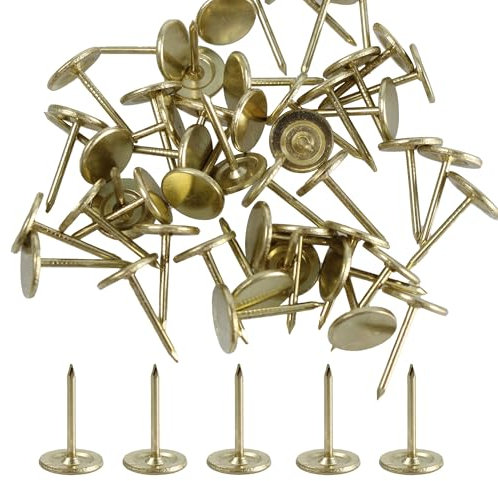 PDETVEO 200 Stück 1,1 cm Flachkopf-Reißnägel, goldene dekorative Reißzwecken, Polsternägel im Vintage-Stil
