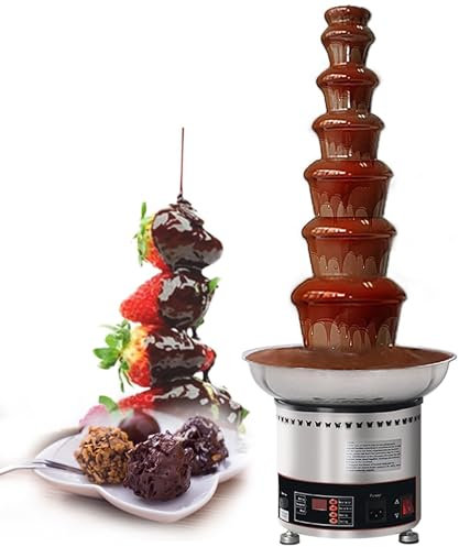 Máquina de Fuente de Chocolate de 7 Niveles, Torre de fusión de Chocolate de Acero Inoxidable 304, Temperatura Ajustable de 30-150 °C, máquina de Fuente de Fondue de Chocolate eléctrica