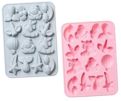 OKUMEYR Fondant Mold Silicone Baking Gadget Set of 2 for Cake Decorating and Biscuit Moulds, Food-Grade Silicone, Suitable for Pastry and Sugarcraft in Home Baking Random Color