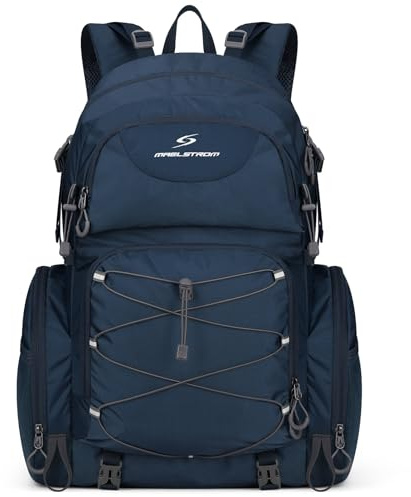 Maelstrom Hiking Backpack, 40L Waterproof Camping Daypack for Men and Women, Lightweight Travel Pack with Rain Cover (Blue)