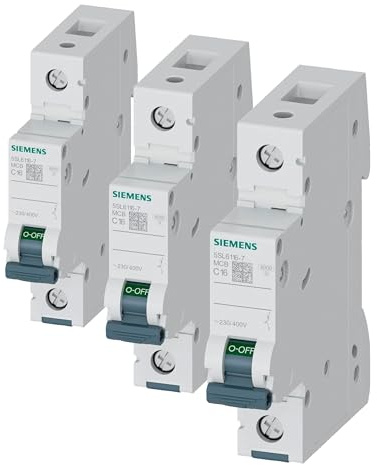 SIEMENS - Siemens 5SL61167 Leitungsschutzschalter 6kA C16 1P in 1TE 230/400V, MCB, Sicherungsautomat (Packung mit 3)