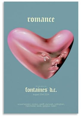 YAWRGJWRG Fontaines DC Romance Poster décoratif sur toile - Décoration murale moderne pour salon, chambre à coucher, chambre à coucher, sans cadre - 30 x 45 cm
