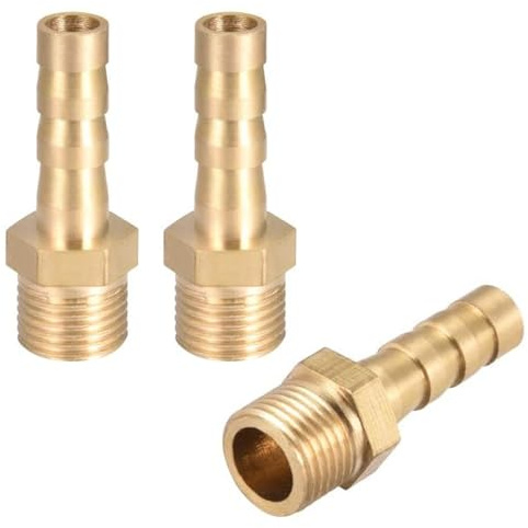 QZKJQDD 3 Stück 6 mm Messing Schlauchtülle Hose Barb Fittings, 1/8 Zoll Schlauchnippel Verbinder Messing, Rohr Adapter, Schlauchtülle für Wasser, Gas, Luft