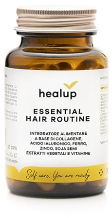 Essential Hair Routine | Integratore Capelli - Collagene Marino con Acido Ialuronico - Ferro - Zinco - Vitamine per Capelli | Pelle Luminoso - Integratore Pelle – Confezione da 60 Capsule