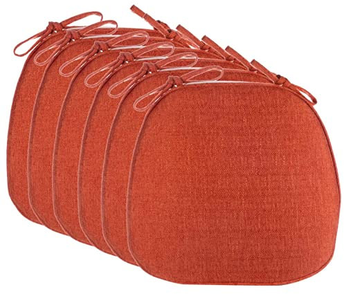 6-Piece Removable Cushions for Kitchen & Dining Chairs Comfortable Upholstered Seat Pads with Ties for Living Room & Office Stylish Chair Cushions Set