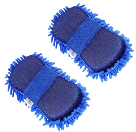 Guantes de Lavado Limpieza 2 Piezas Azul Poliéster para Coche