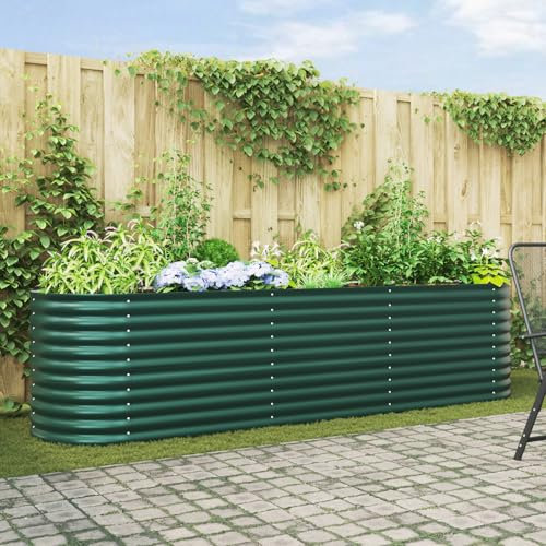 QJBSAVVA Fioriera Rialzata da Esterno Ovale Verde in Acciaio Galvanizzato, Letto da Giardino Rialzato 320x80x81 cm con Verniciatura a Polvere, per Orto, Balcone e Aiuole
