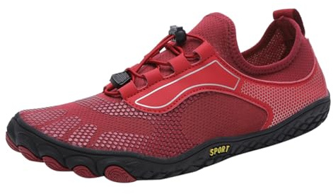 Barefoot Shoes Men's Outdoor Barefoot Shoes Men's Summer Fitness Shoes Knit Barefoot Shoes Breathable Running Shoes Minimalist Trainers Wide Toe Box Sports Shoes Hiking Shoes Trekking Shoes, red, 11