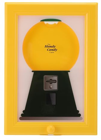Greensen Vintage Candy Dispenser, Frame Retro Sweets Dispenser Picture Frame Decorative Holder for Home Office with Quick Distribution Handle 21x30cm Yellow Green