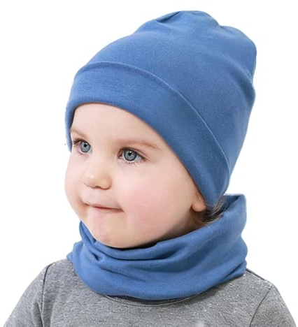 Yemlarey Kindermütze Schal Set Baumwolle Babymütze Mädchen Jungen Haube Warm Beanie Loop Schal Herbst Winter