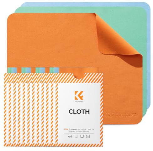 K&F CONCEPT 12 Paños Paños de Microfibra para Gafas, Lentes, PC, Pantallas y Tabletas • (15x18 cm)-Naranja, Verde, Azul