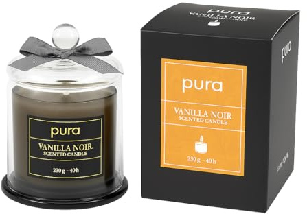 Candela profumata Vanilla Noir 230g in campana di vetro – Profumo dolce di vaniglia – Idea regalo elegante 40ore