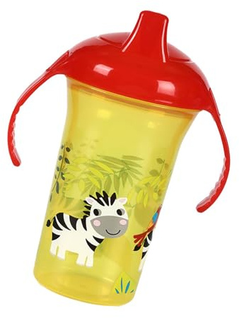Baby Sip Cup with Cartoon Print Designing Portable Easy Grip Handle Leakproof Learning Drink Water Bottle 300ML Drinking