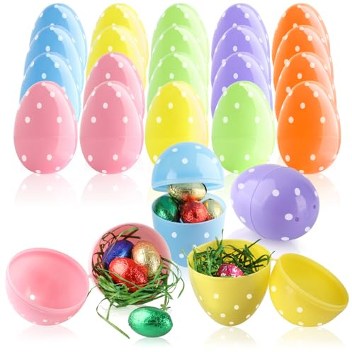 com-four® 24x Füllei, Bunte Plastikeier zum Befüllen und Aufhängen | hohle Kunststoffeier zu Ostern - leere Ostereier für Überraschungen und kleine Geschenke