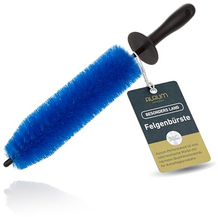 Aurum-Performance® Felgenbürste zur effektiven Auto Reinigung - Profi Felgen-Bürste lang zur schonenden Felgenreinigung - Wheel Brush Felgenreiniger, Alufelgen Reinigungsbürste