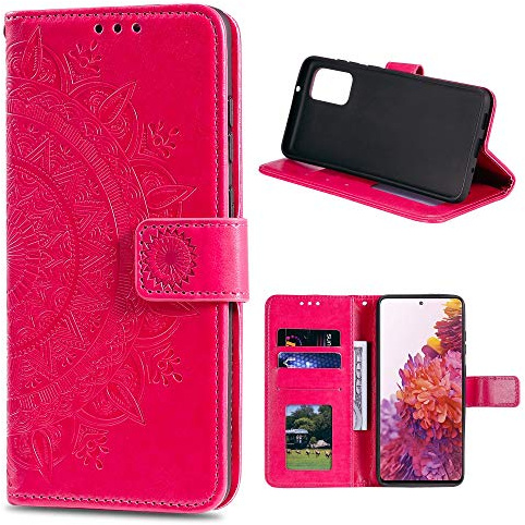 CoverKingz Klapphülle kompatibel mit Samsung Galaxy S20 FE [6,5 Zoll] - Schutzhülle mit Kartenfach zum aufklappen - Klapphandyhülle Case klappbar Motiv Mandala Pink
