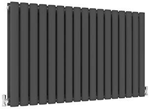 BYB Horizontal Column Anthracite Radiator Oval Double Designer Radiator 600x1003mm Central Heating Interior Design