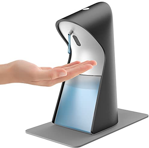 Touchless Hand Sanitizer Dispenser,Klearlook Automatic Soap Dispenser w/5 Settings Volume Control&Infrared Motion Sensor,330ml Waterproof Lotion Holder for Bathroom,Kitchen,Home,Hotel,Restaurant-Black