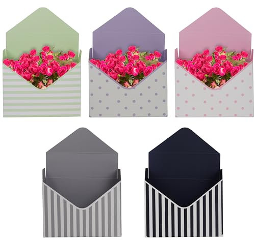 Belle Vous Pack de 5 Caja para Regalo de Ramilletes de Flores 20 x 7 x 14,5 cm - Cajas de Regalo Suministro de Empaque/Envolver - Para Bodas, Cumpleaños y Flores del Día de San Valentín