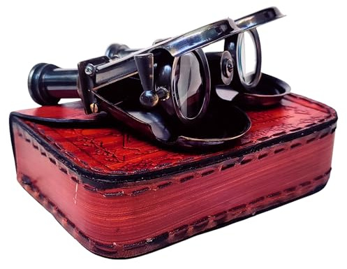 SIFAAT WORLD Fernglas aus antikem Messing - Vintage-Sammelstück für Vogelbeobachtung, Jagd & nautische Dekoration - R&J Beck Ltd London 1857 Replik mit Ledertasche (Schwarz)
