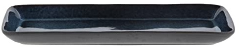 BITZ Servierplatte, Rechteckige Platte aus Steinzeug, 38 x 14 x 2 cm, Schwarz/Dunkelblau