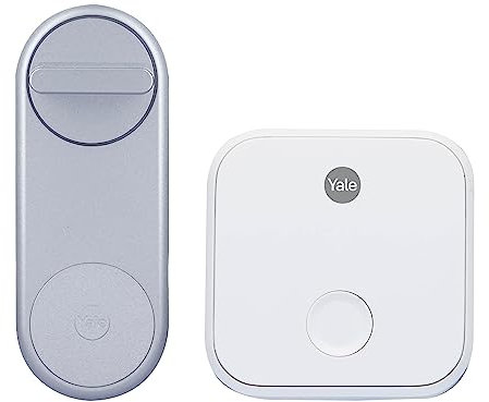 Yale Silber Linus Smart Lock - silbernes, sicheres Türschloss inkl. WiFi-Bridge und Keypad, kompatibel mit Amazon Alexa, Apple HomeKit, Google Home