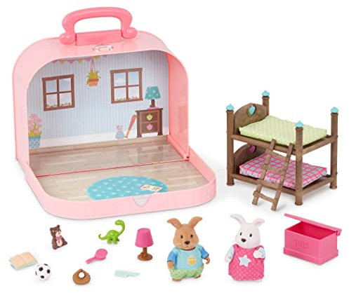 Li'l Woodzeez - Reisekoffer Etagenbetten Spielset - Deluxe - Lil Woodzeez - Tragbares Spielgerät - Spielzeug-Schlafzimmermöbel - Inklusive Tierfiguren - Kinder ab 3 Jahren