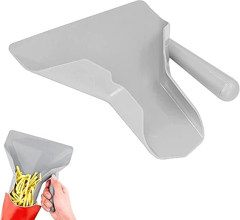 French Fries Shovel, Chip Scoop, Popcorn Scoop Non-Slip Funnel Ice Fry Bagger Scooper Chip with Handles Multi-Function for Ice Cubes Candy, 23.5 x 20.6cm
