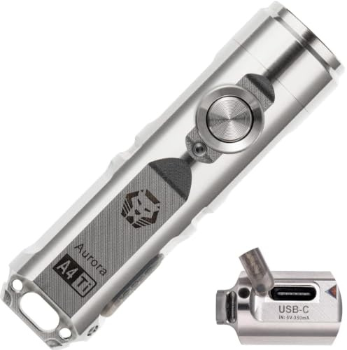 RovyVon Aurora A4 EDC Keychain Flashlight - Upgraded 4th Gen, USB C Rechargeable, Titanium 650 Lumens Super Bright Handheld Light, Five Lighting Modes, Mini for Everyday Carry