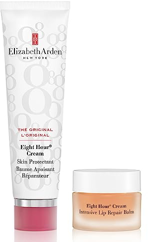 Elizabeth Arden Eight Hour Cream – Skin Protectant, 50 ml & Eight Hour Cream – Intensive Lip Repair Balm, 11,6 ml, Balsam für geschmeidige Lippen, für langanhaltende Feuchtigkeit & gepflegte Haut