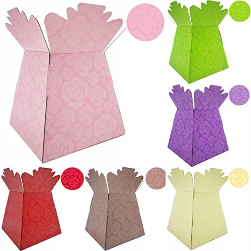 Roses Print/Love Bouquet Box Vase - Transportation/Display Flower Box (Pink)