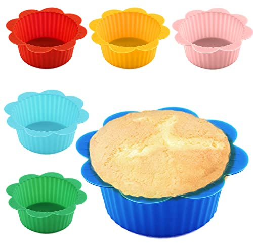 Set di 12 pirottini in silicone riutilizzabili e antiaderenti per muffin, per Halloween, feste di Natale, pasticceria, 8 cm (blu navy)