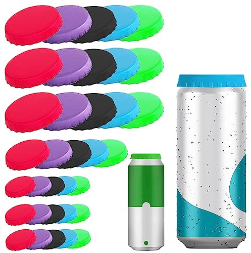 35 Stück Soda-Dosen-Deckel, BOSOIRSOU 5,2cm 4,2cm 2,3cm Saft Bier Getränkedosendeckel Wiederverwendbarer Dosendeckel Dosen-Deckel Beschützer Auslaufsicherer Passend für Standarddosen