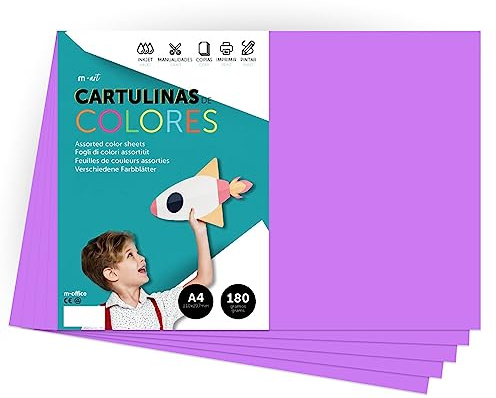 Farbkarton, A4-Farbkarton, intensive Farben, 180 g, für Bastelarbeiten, Drucken Sie Ihre Dokumente und kreativen Designs, Farbfolien A4 · m-office (50 Blatt, Lila)
