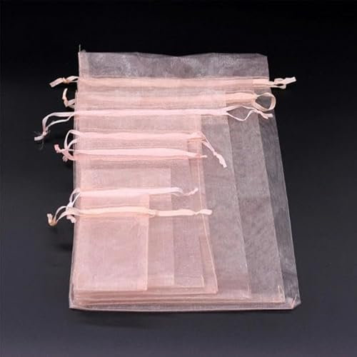 LSYLXBAI 100 Stück Organza-Beutel, transparente Organza-Geschenkbeutel mit Kordelzug, Schmuck-Bevorzugungsbeutel, Weihnachts-Süßigkeits-Hochzeits-Party-Beutel, 7 x 9 cm