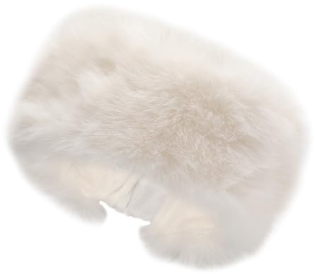 ZLYC Diadema de piel sintética para mujer, para invierno, esponjosa, calentador de orejas, elástico para clima frío, Color blanco macizo., 1 count (Pack of 1)