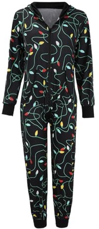 AMDOLE Herren-Thermobekleidung, Schlafanzug, Weihnachts-Pyjama, Kapuzenpullover, Reißverschluss, Overall, Bodysuit, Damen, Jumpsuit, Shorts, C, M