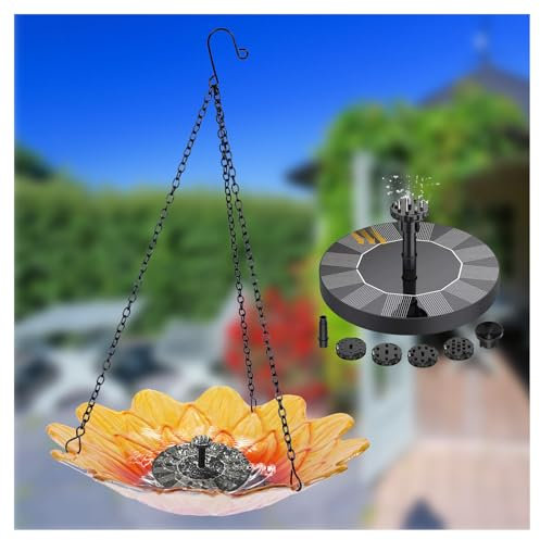Pompe Solaire Bassin Exterieur avec Bain d'oiseaux Suspendu Fontaine Solaire pour Bain d'oiseaux Flottant sur Pied Petite Fontaine D'étang,Style3