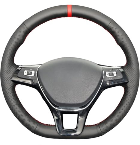 MEWANT Passgenauer Lenkradbezug zum Nähen für Golf 7 | Golf 7 / Golf Sportsvan / Polo 5 / Polo 6 / Up! / Arteon / Passat B8 / Passat Variant / T-Roc / Jetta / Sharan / Caddy