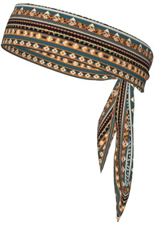 YQxwJL Kopfband mit Indianer-Muster, Stirnbänder für Männer und Frauen, verstellbare Bandana-Schweißbänder, Haarbänder für Sport